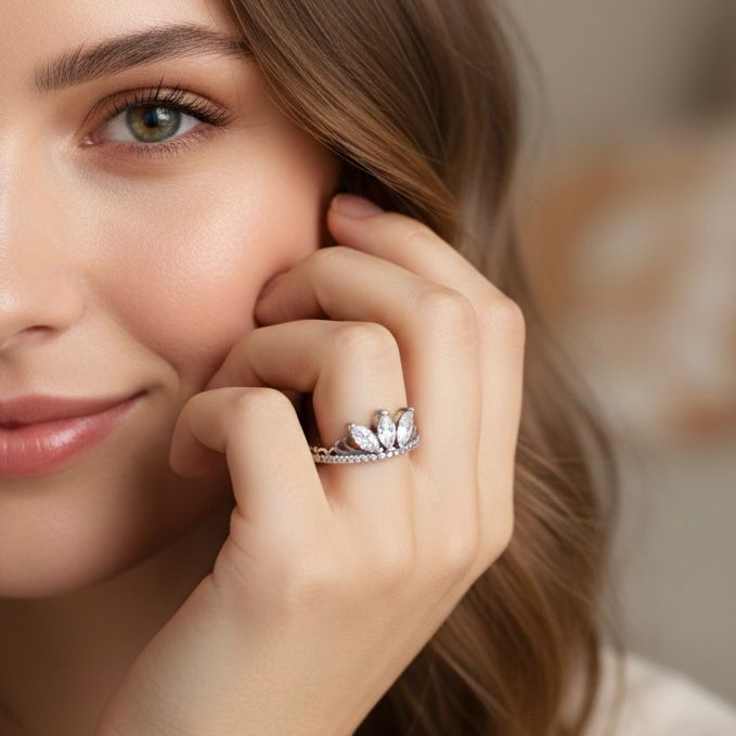 Anillo Pandora de Tiara Triple Circón