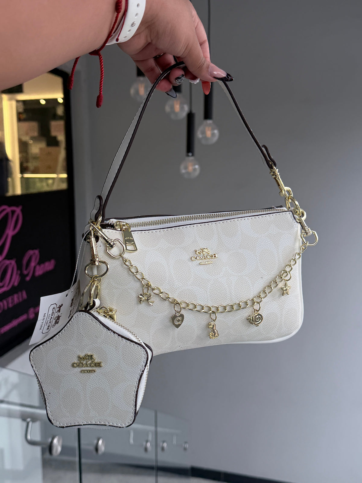 Cartera Coach Nolita Blanca Con Monedero De Estrella (con caja)