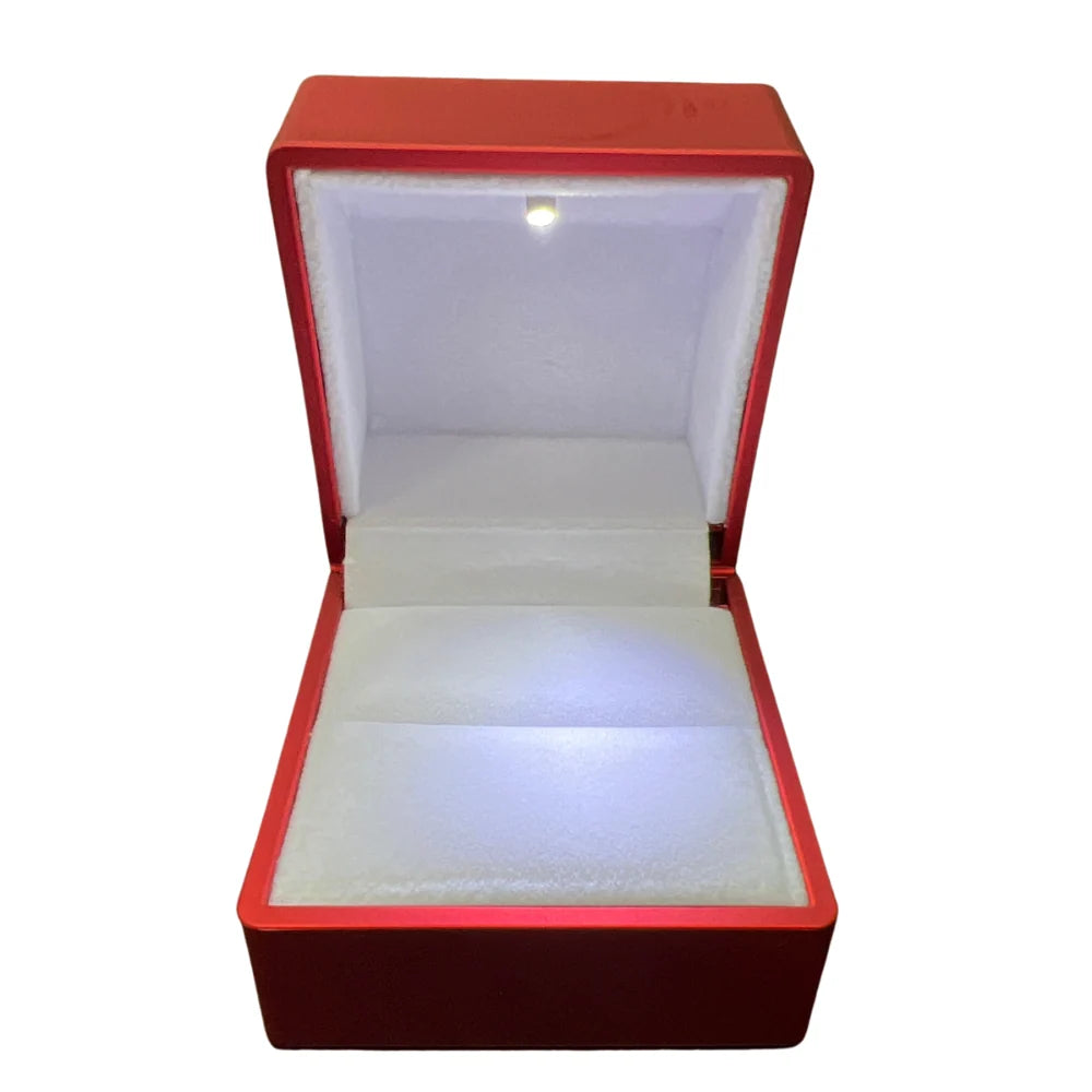 Caja Para Anillo Roja Con Luz