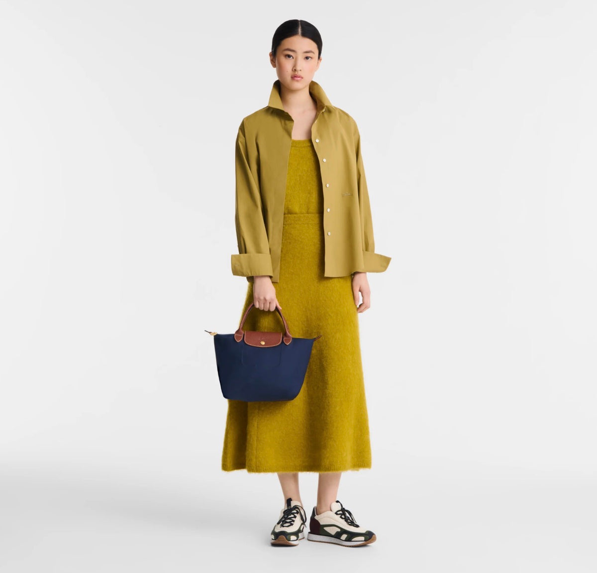 Cartera Longchamp Le Pliage Talla M Con Asa Azul