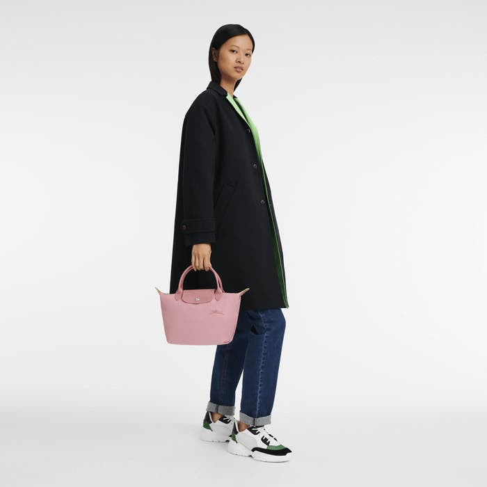Cartera Longchamp Le Pliage Talla M Con Asa Rosa