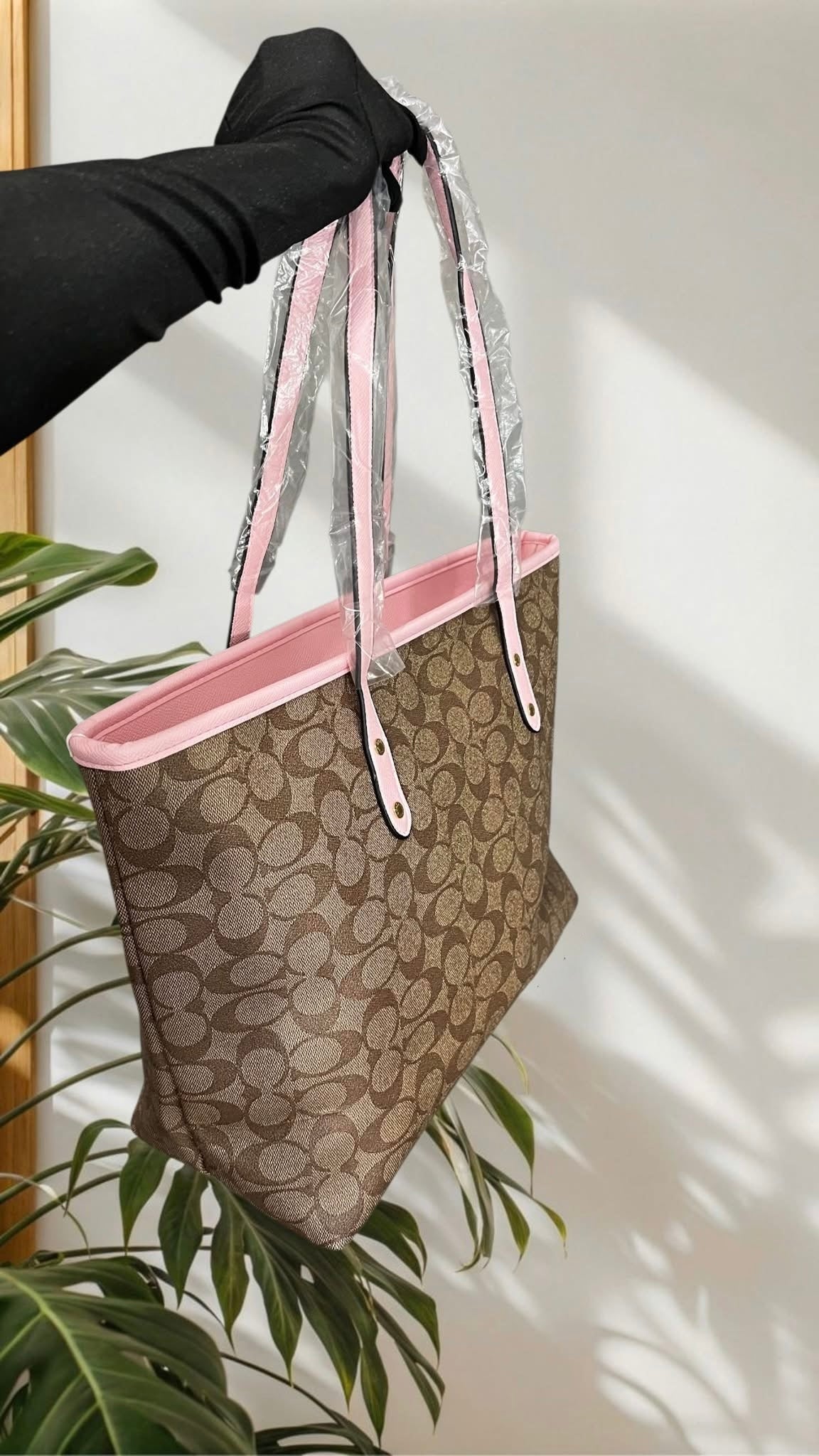 Cartera Coach Classic City Tote Bag L Rosa Y Marrón