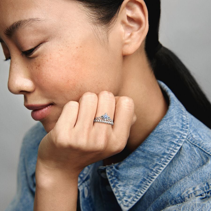 Anillo Pandora Corona Azul de Cenicienta Disney