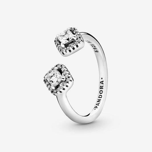 Anillo Pandora Abierto Cuadrado Brillante