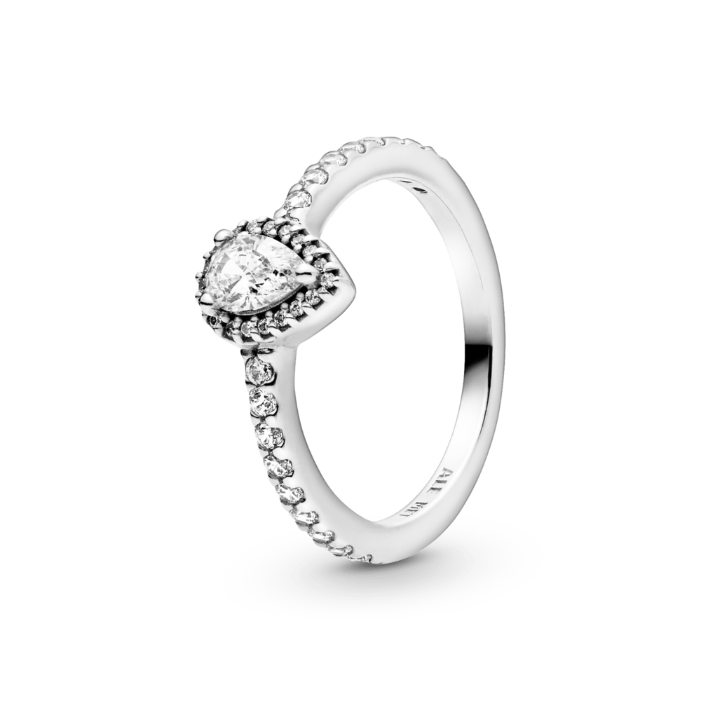 Anillo Pandora Clásico Con Halo de Gota Pequeña