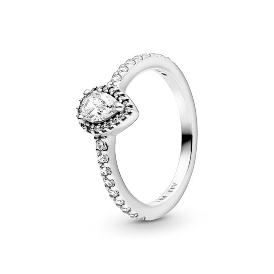 Anillo Pandora Clásico Con Halo de Gota Pequeña