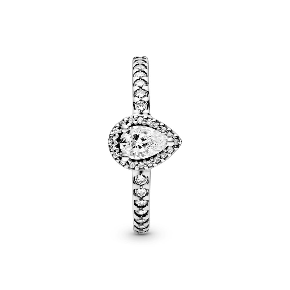 Anillo Pandora Clásico Con Halo de Gota Pequeña