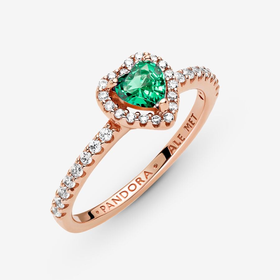 Anillo Pandora de corazón verde