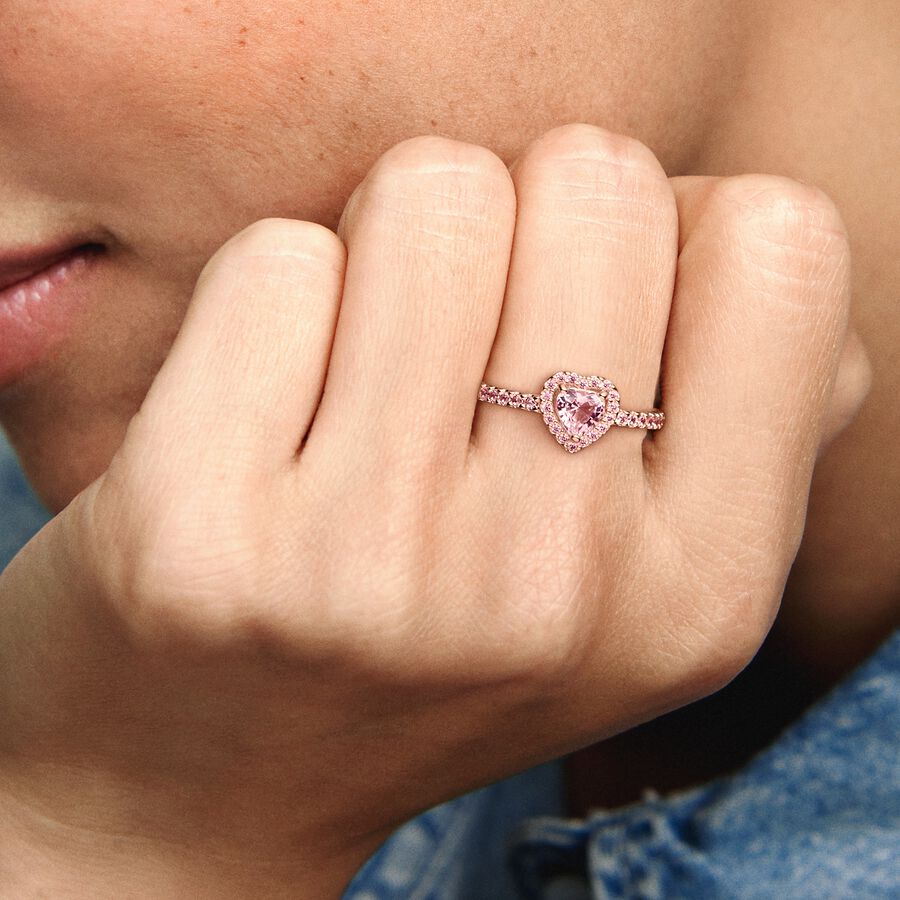 Anillo Pandora Corazón Rosa Brillante en Rose Gold